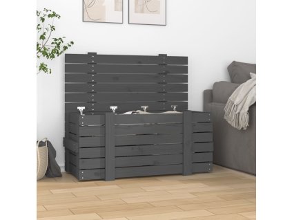 vidaXL Úložný box sivý 91x40,5x42 cm masívna borovica