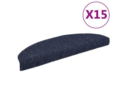 vidaXL Schodové rohože, samolepiace, 15 ks, 65x21x4 cm, modré, polkruhové, veľké