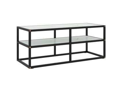 vidaXL TV skrinka čierna s bielym mramorovým sklom 100x40x40 cm