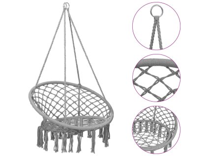 vidaXL Závesné hojdacie kreslo 80 cm sivé