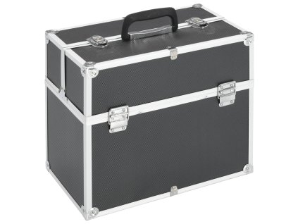 vidaXL Kufrík na make-up čierny 38x23x34 cm hliníkový
