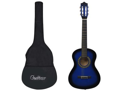 vidaXL Klasická gitara pre začiatočníkov a deti s taškou modrá 1/2 34"