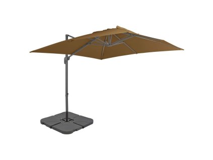 vidaXL Záhradný slnečník, prenosný podstavec, sivohnedý
