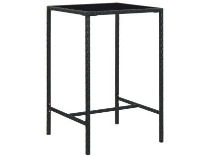 vidaXL Záhradný barový stôl čierny 70x70x110 cm polyratan a sklo