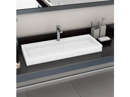vidaXL Umývadlo z minerálneho/mramoroveho odliatku 120x46x11 cm biele