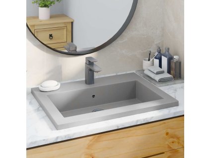 vidaXL Granitové umývadlo sivé 600x450x120 mm