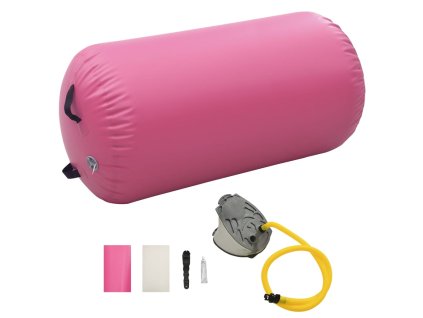 vidaXL Nafukovací gymnastický valec s pumpou 120x90 cm PVC ružový