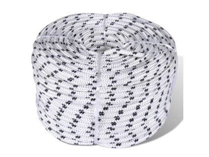 vidaXL Spletané lodné lano biele 10 mm 250 m polyester