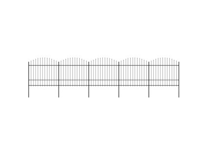 vidaXL Záhradný plot s hrotmi, oceľ (1,5-1,75)x8,5 m, čierny