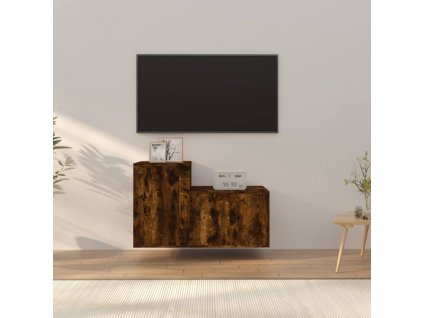 vidaXL 2-dielna súprava TV skriniek dymový dub spracované drevo