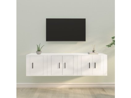 vidaXL 3-dielna súprava TV skriniek lesklá biela spracované drevo