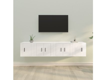 vidaXL 4-dielna súprava TV skriniek vysoký lesk biela spracované drevo