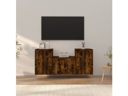 vidaXL 3-dielna súprava TV skriniek dymový dub spracované drevo