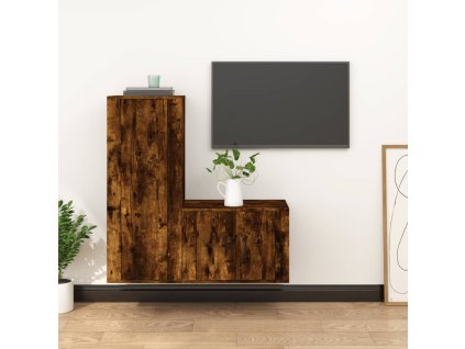 vidaXL 2-dielna súprava TV skriniek dymový dub spracované drevo