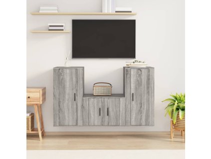 vidaXL 3-dielna súprava TV skriniek sivá sonoma spracované drevo