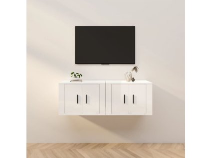 vidaXL Nástenné TV skrinky 2 ks lesklé biele 57x34,5x40 cm