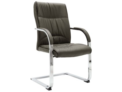 vidaXL Kancelárska stolička, perová kostra, sivá, umelá koža