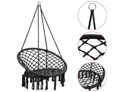 vidaXL Závesná hojdačka 80 cm antracitová