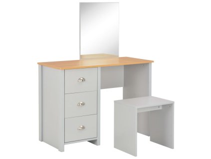 vidaXL Toaletný stolík so zrkadlom a stoličkou sivý 104x45x131 cm