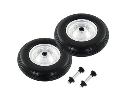 vidaXL Kolesá na fúrik z PU s nápravami 2 ks 4.00-8 390 mm