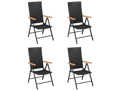 vidaXL Záhradné stoličky 4 ks polyratan čierne