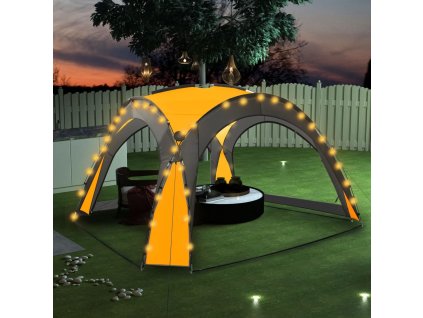 vidaXL Párty stan s LED a 4 bočnými stenami 3,6x3,6x2,3 m, žltý