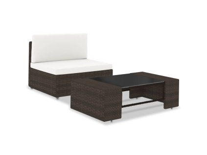 vidaXL 2-dielna záhradná sedacia súprava hnedá polyratanová