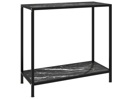 vidaXL Konzolový stolík, čierny 80x35x75 cm, tvrdené sklo