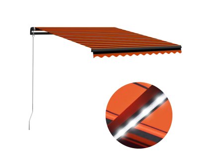vidaXL Ručne zaťahovacia markíza s LED 300x250 cm oranžovo-hnedá