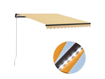vidaXL Ručne zaťahovacia markíza s LED 300x250 cm žlto-biela