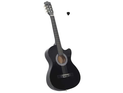 vidaXL Folková klasická gitara s výrezom so 6 strunami, čierna 38"