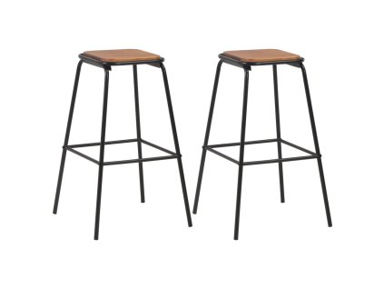 vidaXL Barové stoličky 2 ks, čierne, borovicový masív a oceľ