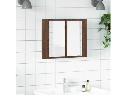 vidaXL LED zrkadlová skrinka hnedý dub 60x12x45 cm spracované drevo