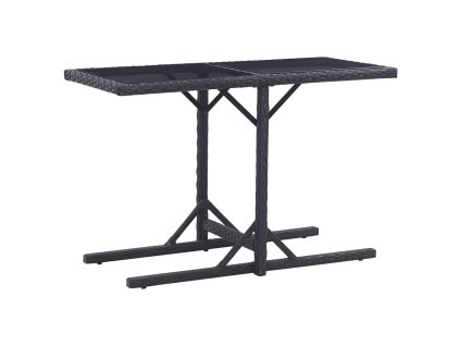 vidaXL Záhradný stôl čierny 110x53x72 cm sklenený a polyratan