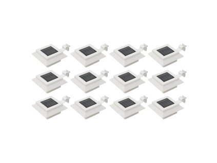 vidaXL Vonkajšie solárne svietidlá 12 ks biele 12 cm LED štvorcové