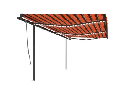 vidaXL Automatická markíza, LED a senzor vetra 6x3 m, oranžová/hnedá