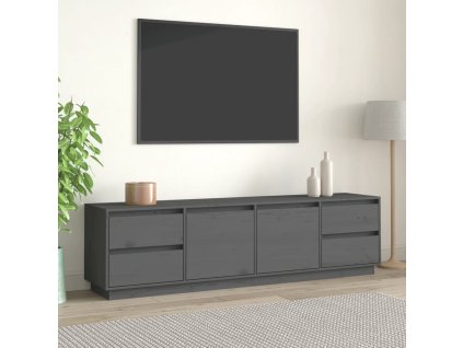 vidaXL TV skrinka sivá 176x37x47,5 cm masívna borovica