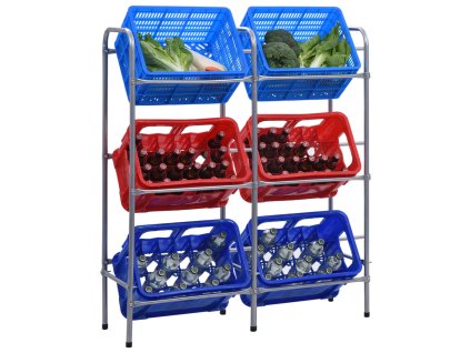 vidaXL Skladovací regál na 6 prepraviek strieborný 96x33x116 cm oceľ