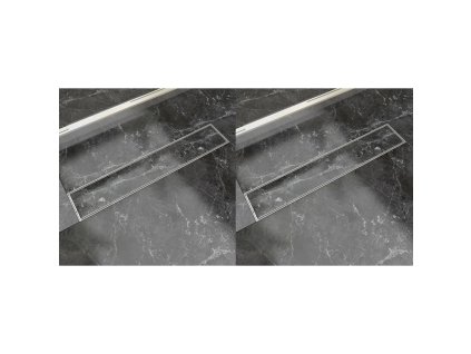 vidaXL Rovný sprchový odtok 2 ks 630x140 mm nehrdzavejúca oceľ