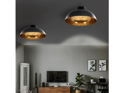 vidaXL Stropné lampy 2 ks, čierne a zlaté, pologuľa E27
