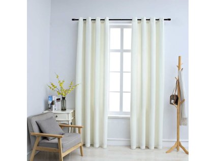 vidaXL Zatemňovacie závesy s očkami 2 ks, zamat, krémové 140x225 cm