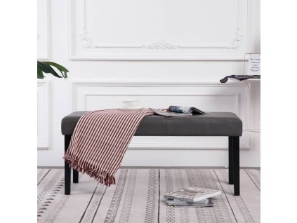 vidaXL Lavička 106 cm, sivá, umelá koža