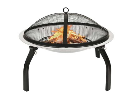 vidaXL 2 v 1 ohnisko s grilom a kutáčom 56x56x49 cm nehrdzavejúca oceľ