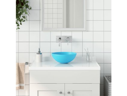 vidaXL Umývadlo do kúpeľne, keramika, svetlozelené, okrúhle