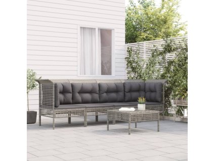 vidaXL 5-dielna záhradná sedacia súprava s podložkami sivá polyratan