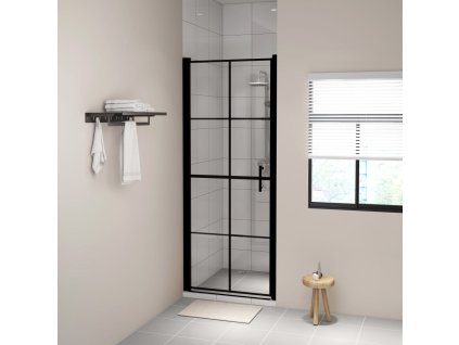 vidaXL Sprchové dvere čierne 91x195 cm tvrdené sklo