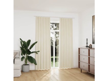 vidaXL Zatemňovacie závesy 2 ks s háčikmi, zamat, krémové 140x225 cm