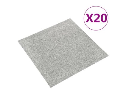 vidaXL Kobercové podlahové dlaždice 20 ks 5 m² 50x50 cm bledosivé