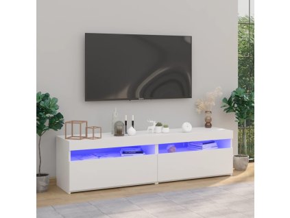vidaXL TV skrinky 2 ks s LED svetlami lesklé biele 75x35x40 cm