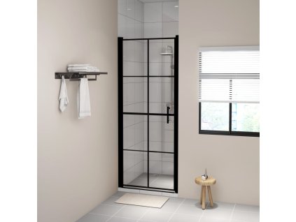 vidaXL Sprchové dvere čierne 81x195 cm tvrdené sklo
